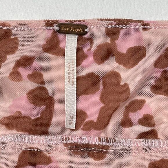 Free People Meg Leopard Print Blouse Pink Blush - Picture 5 of 10